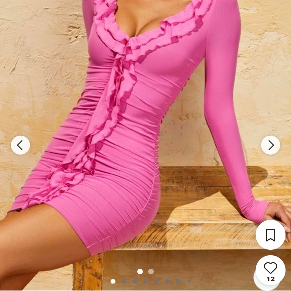 DPink 4
Ruffle Mini Dress in Dark Pink 4